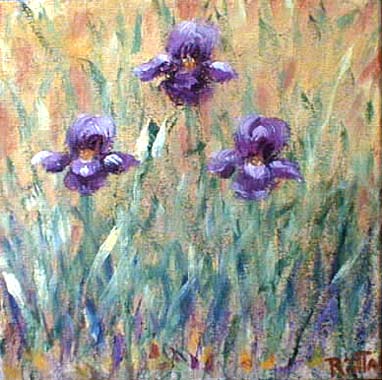 Titre: Purple iris on orange, Artiste: Kauppinen, Riitta